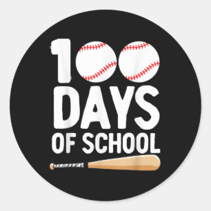 100 Tage der Schule Baseball 100 Tage für Jungen Runder Aufkleber
