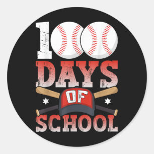 100 Tage der Schule Baseball 100 Tage für Student Runder Aufkleber