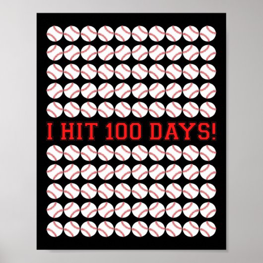 100 Tage der Schule Baseball 100 Tage Geschenke Poster (Vorne)