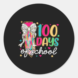 100 Tage der Schule Coquette Stift Bow Lehrer Gi Runder Aufkleber