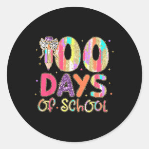 100 Tage der Schule Coquette Stift Bow Lehrer Gi Runder Aufkleber