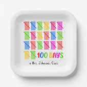 100 Tage der Schule farbenfrohe Tally Mark Pappteller (Vorderseite)
