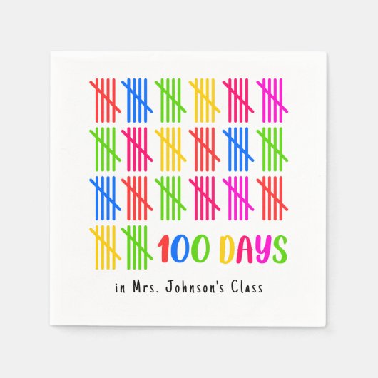 100 Tage der Schule farbenfrohe Tally Mark Serviette (Vorderseite)