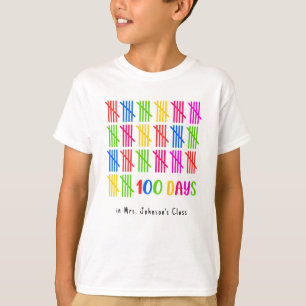 100 Tage der Schule farbenfrohe Tally Mark T-Shirt