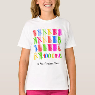 100 Tage der Schule farbenfrohe Tally Mark T-Shirt