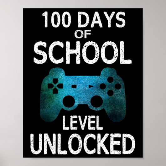 100 Tage der Schule Gamer Video Games Level Unlock Poster (Vorne)