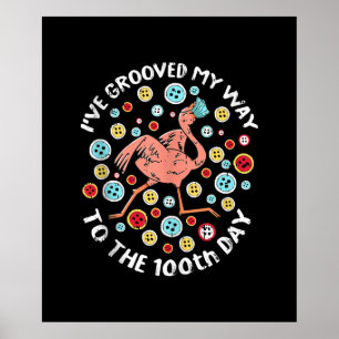 100 Tage der Schule Groove Flamingo Gesicht Maske Poster