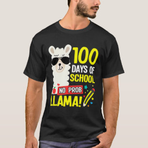 100 Tage der Schule No Prob Llama Girls Boys Funny T-Shirt