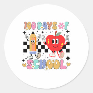 100 Tage der Schule Retro Boho Blume 100. Tag Runder Aufkleber