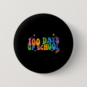 100 Tage der Schule Retro Groovy 100. Tag der Schu Button