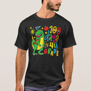 100 Tage des 4. Grades Dino Rex 100 Tag der Schule T-Shirt