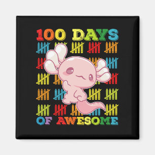 100 Tage des tollen Axolotls 100. Schultag Magnet