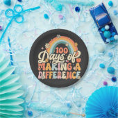 100 Tage des Unterrichtens mit Regenbogen Pappteller (Party)