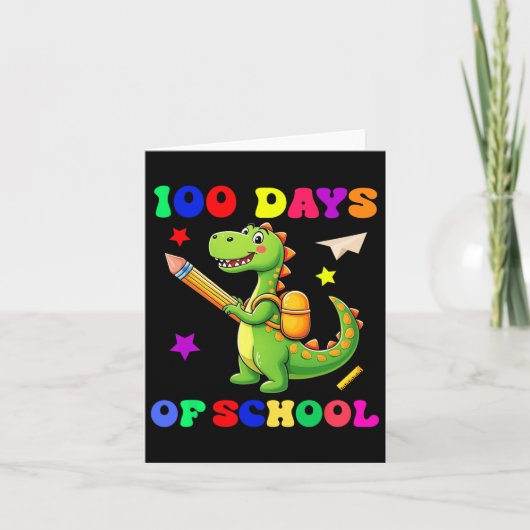 100 Tage Dinosaurier Kindergartendesign Karte (Vorderseite)