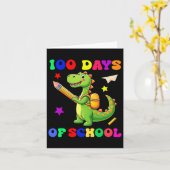 100 Tage Dinosaurier Kindergartendesign Karte (Gelbe Blume)