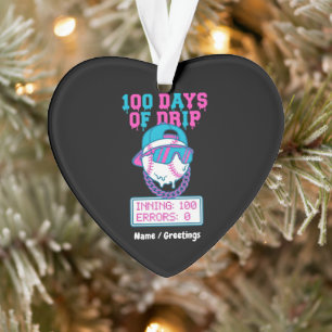 100 Tage Drip 0 Fehler Baseball School Swag  Ornament