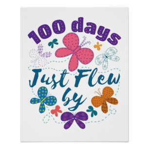 100 Tage einfach mit Schmetterling von der Schule  Poster