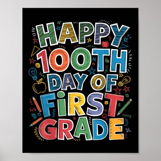 100 Tage erster Klasse Lehrer Kinder 100. Poster (Vorne)