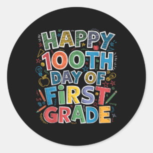 100 Tage erster Klasse Lehrer Kinder 100. Runder Aufkleber
