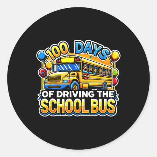 100 Tage Fahrt mit dem Schulbus 3 Runder Aufkleber (Vorderseite)