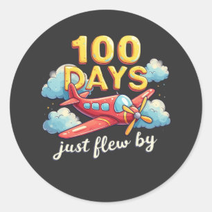 100 Tage fliegen mit dem Flugzeug 100 Tage Schulze Runder Aufkleber