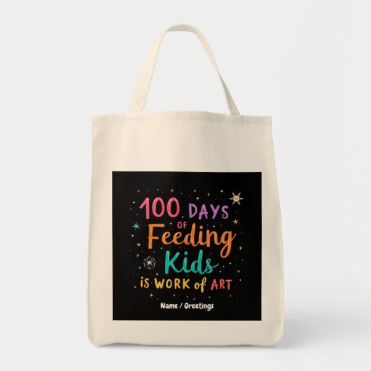 100 Tage Fütternd Kinder ist ein Kunstwerk: Tragetasche (Vorne)