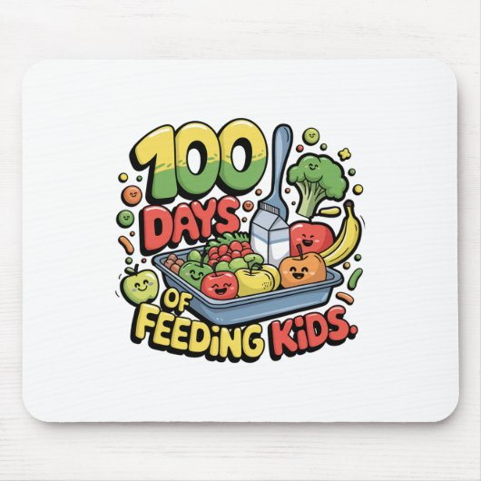 100 Tage Fütternd Kinderschule Mittagessen Lady Ca Mousepad (Vorne)