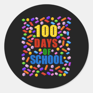 100 Tage Gebäude Bricks der Schule blockiert 100. Runder Aufkleber