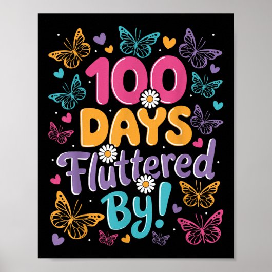 100 Tage geflatterte Kinder 100. Schultag Poster (Vorne)