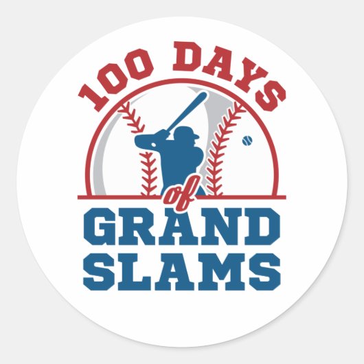 100 Tage Grand Slams Baseball Runder Aufkleber (Vorderseite)