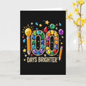 100 Tage hellere bunte Edelstein-Schulfeier Karte (Gelbe Blume)