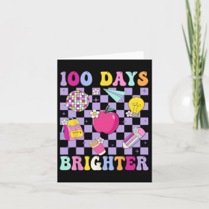 100 Tage Hellere Retro-Disco 100. Schultag Karte