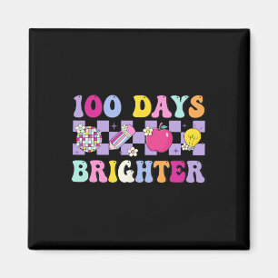 100 Tage Hellere Retro-Disco 100. Schultag Magnet