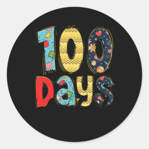 100 Tage Hellerer glücklicher 100. Schullehrtag Runder Aufkleber