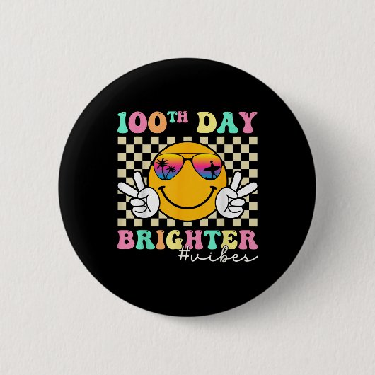 100 Tage Helliges Lächeln Gesicht 100. Schultag Button (Vorderseite)