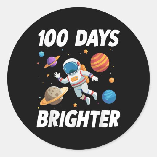 100 Tage Helligraumastronaut 100. Tag Runder Aufkleber (Vorderseite)