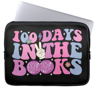 100 Tage im Books Disco Ball Groovy Retro Laptopschutzhülle