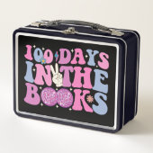 100 Tage im Books Disco Ball Groovy Retro Metall Brotdose (Vorderseite)