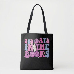 100 Tage im Books Disco Ball Groovy Retro Tasche