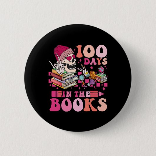100 Tage im Buch Leselrer Skelett Val Button (Vorderseite)