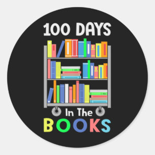 100 Tage in den Büchern lesen Bibliothekarisch Leh Runder Aufkleber