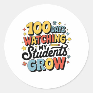100 Tage, in denen meine Schüler wachsen sehen Runder Aufkleber