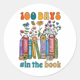 100 Tage in der Books Teacher Life School Geschenk Runder Aufkleber