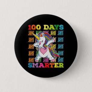 100 Tage intelligeneres Einhorn 100. Schultag Button