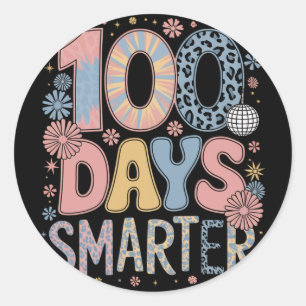 100 Tage intelligenter Frohes 100. Schultag Kinder Runder Aufkleber