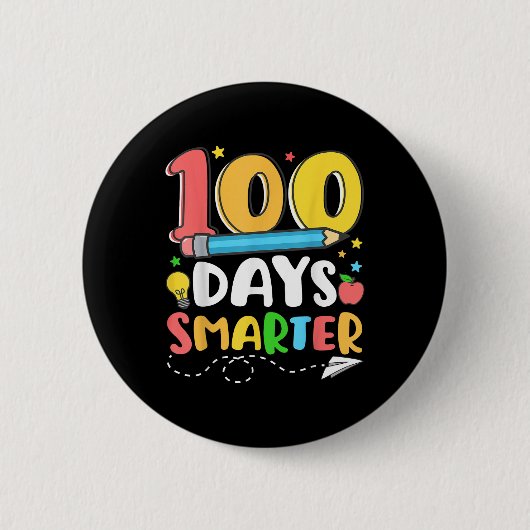 100 Tage intelligenter glücklicher 100. Schullehre Button (Vorderseite)