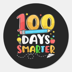 100 Tage intelligenter glücklicher 100. Schullehre Runder Aufkleber