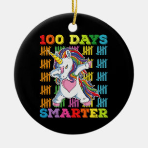 100 Tage intelligenteres Einhorn 100. Schultag Keramik Ornament