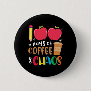 100 Tage Kaffee und Chaos 100. Schultag Button