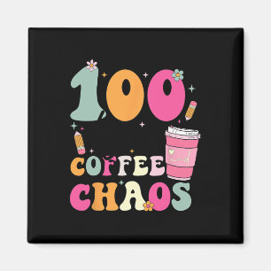 100 Tage Kaffee und Chaos 100. Schultag T Magnet